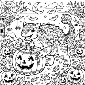 Dibujo Pumpkin Rolling Ankylosaurus para Colorear #15