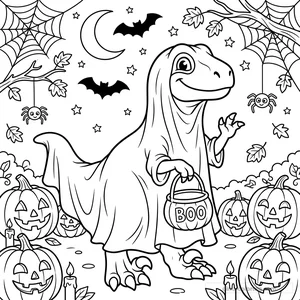Dibujo Ghost Costume Raptor para Colorear #12