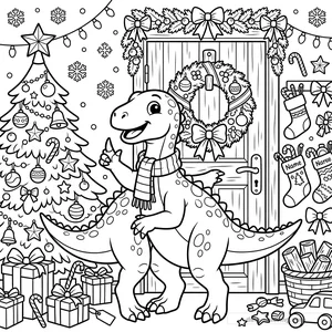 Dibujo Wreath Hanging Iguanodon para Colorear #18