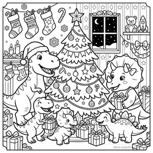Dibujo Christmas Dinosaur Family para Colorear #5