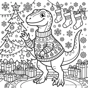 Dibujo Christmas Jumper Raptor para Colorear #11