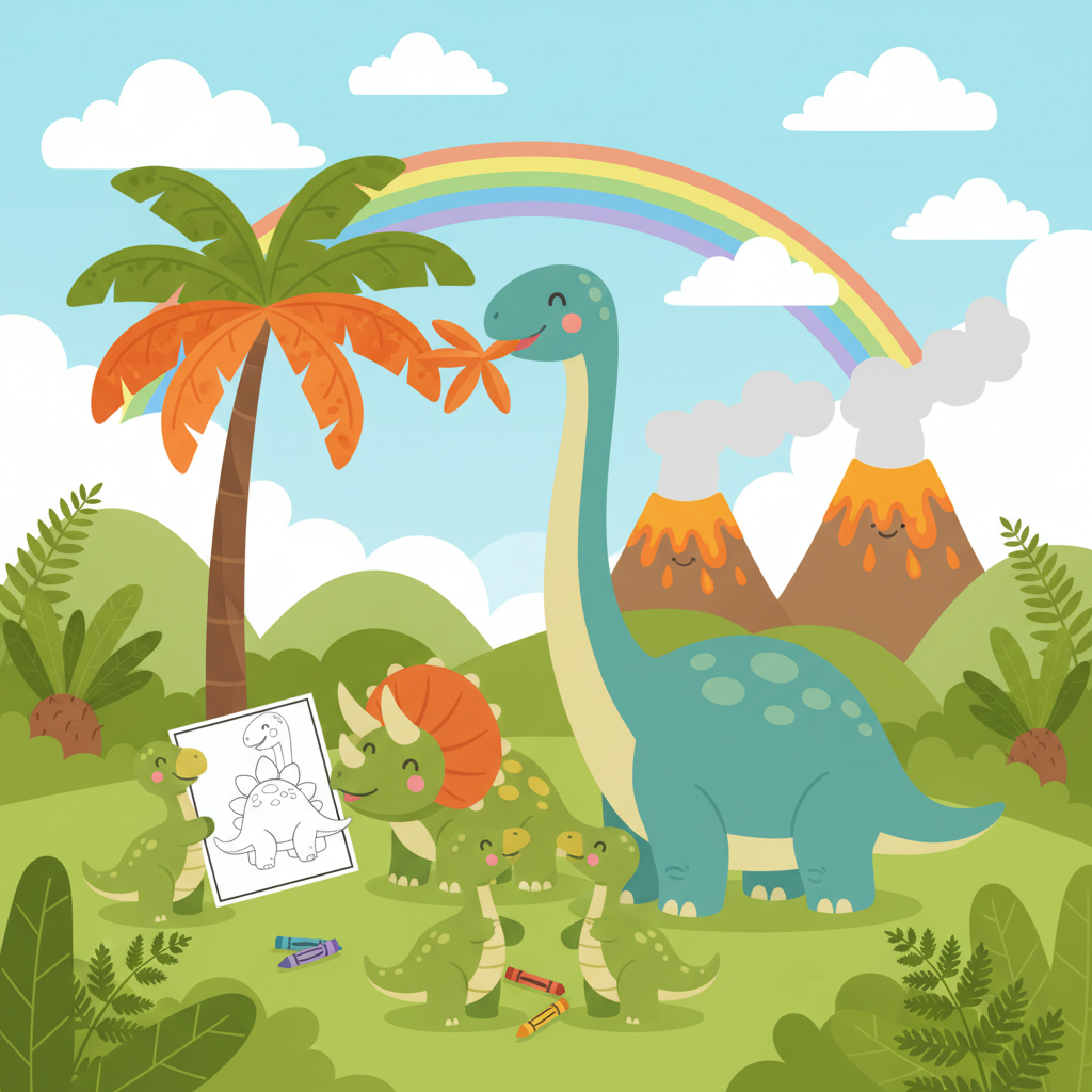 🦕🦖Dinosaures Herbivores Enfants : Guide + Coloriages !