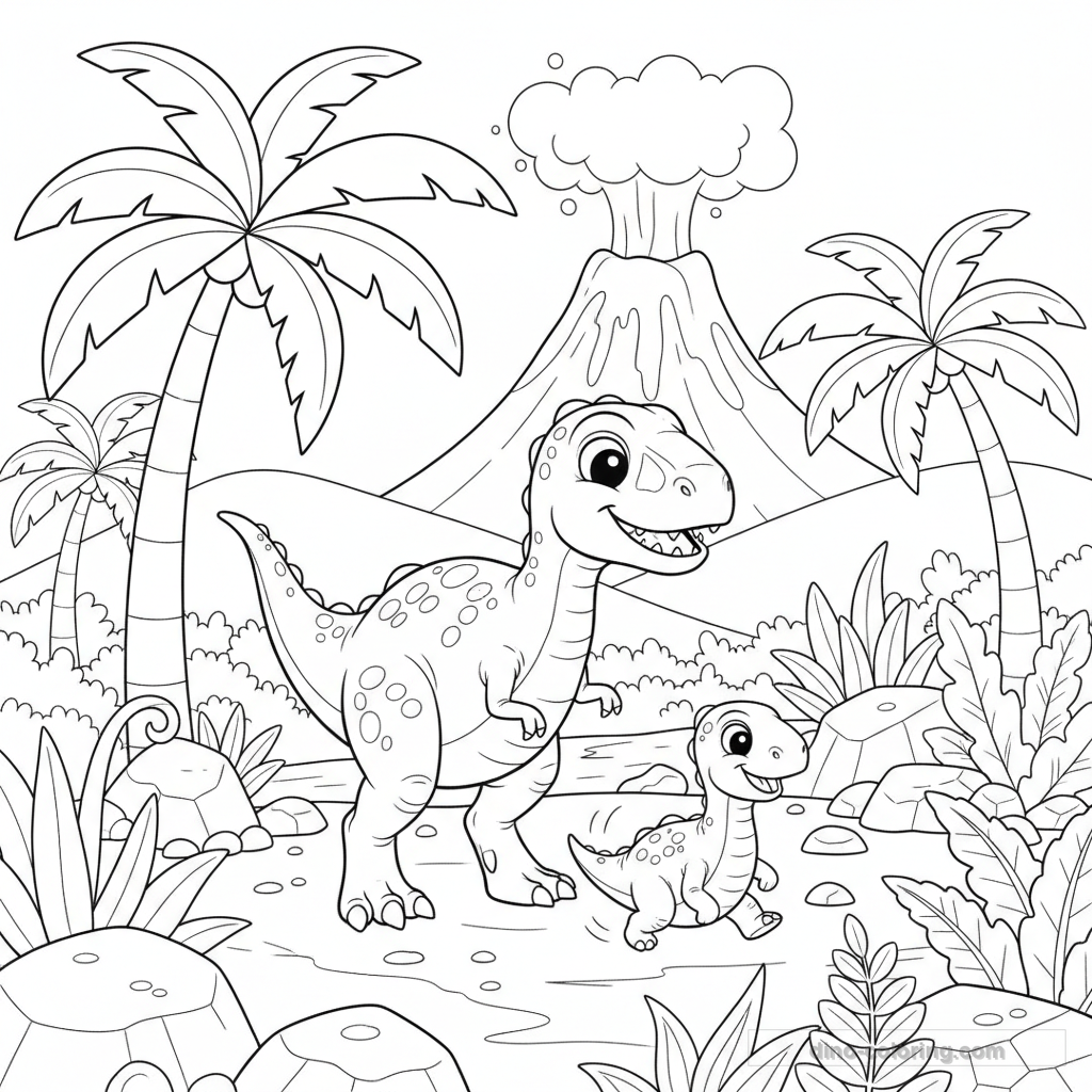 Desenho Hunting Allosaurus para Colorir #2