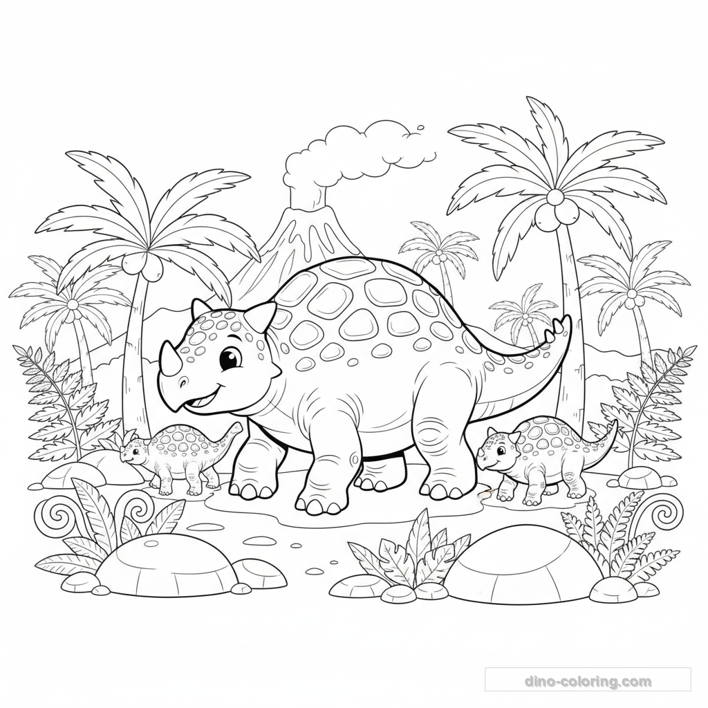 Desenho Ankylosaurus Family para Colorir #14