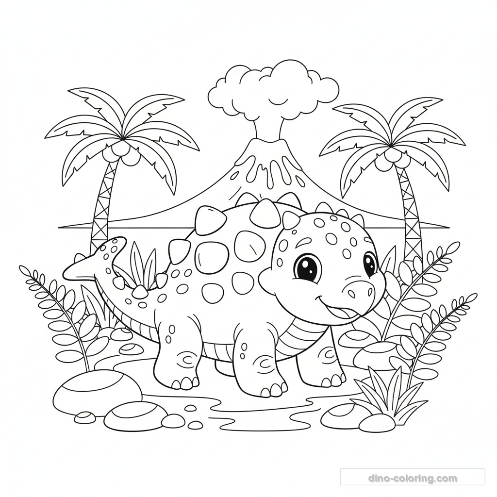 Desenho Friendly Ankylosaurus para Colorir #13
