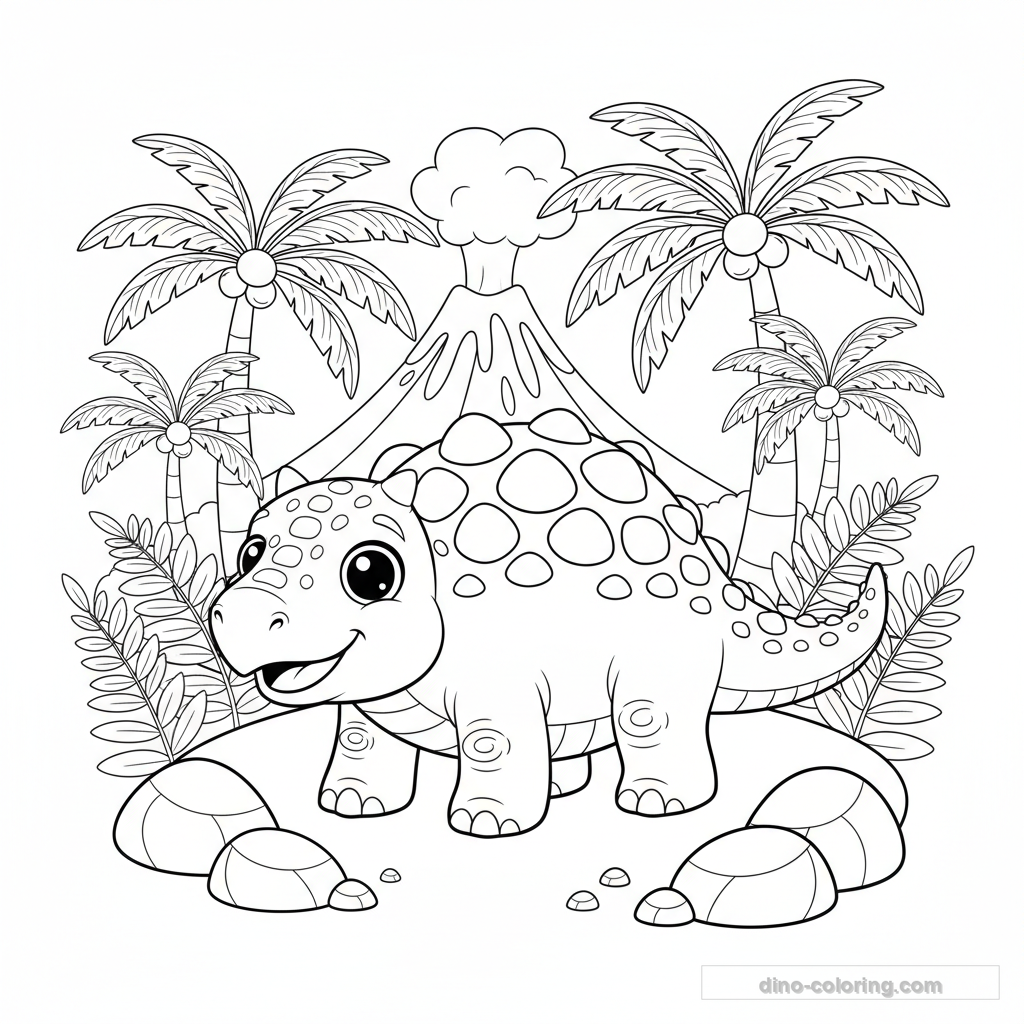 Dibujo Friendly Ankylosaurus para Colorear #3