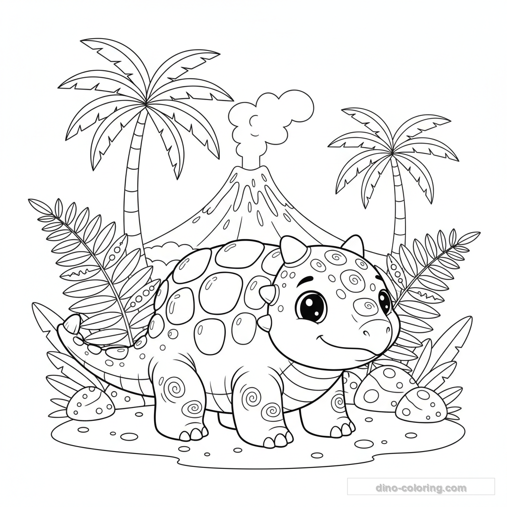 Desenho Baby Ankylosaurus para Colorir #23