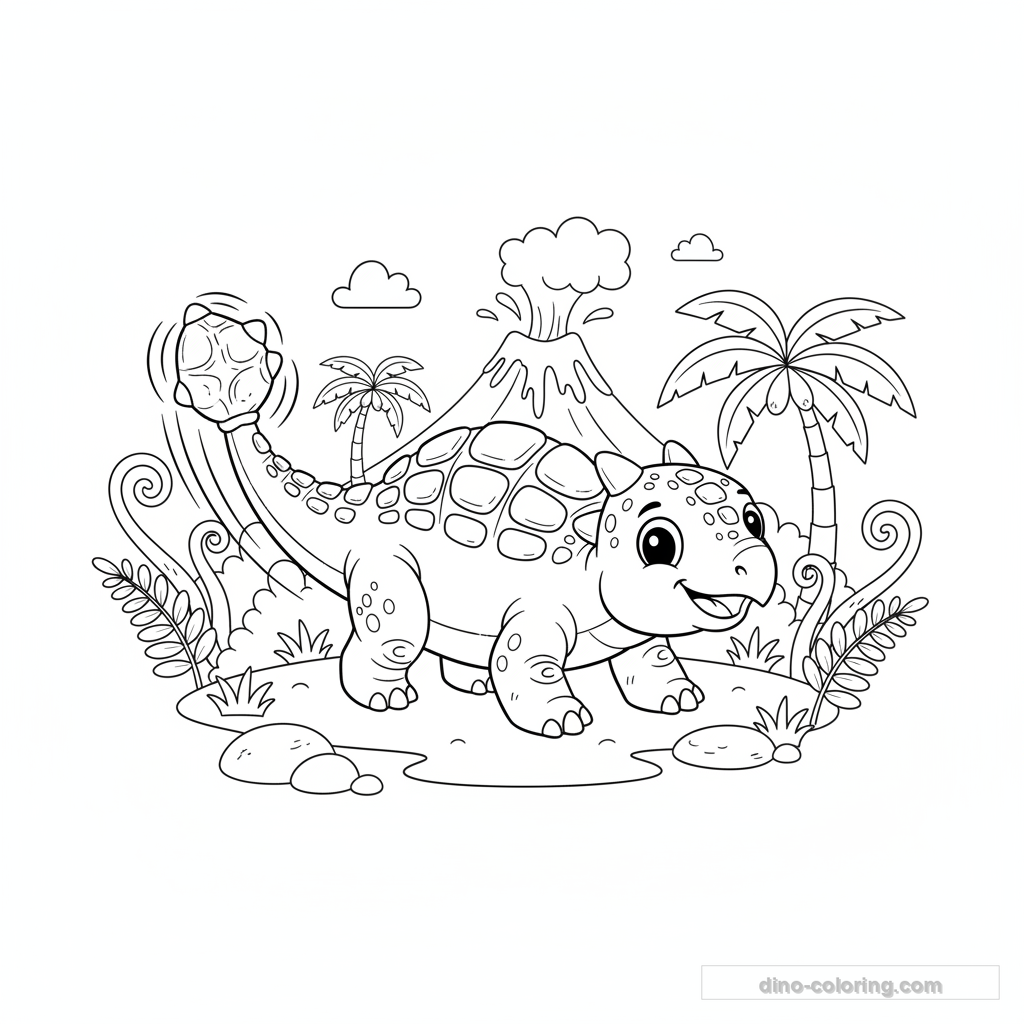 Desenho Club Tail Ankylosaurus para Colorir #40