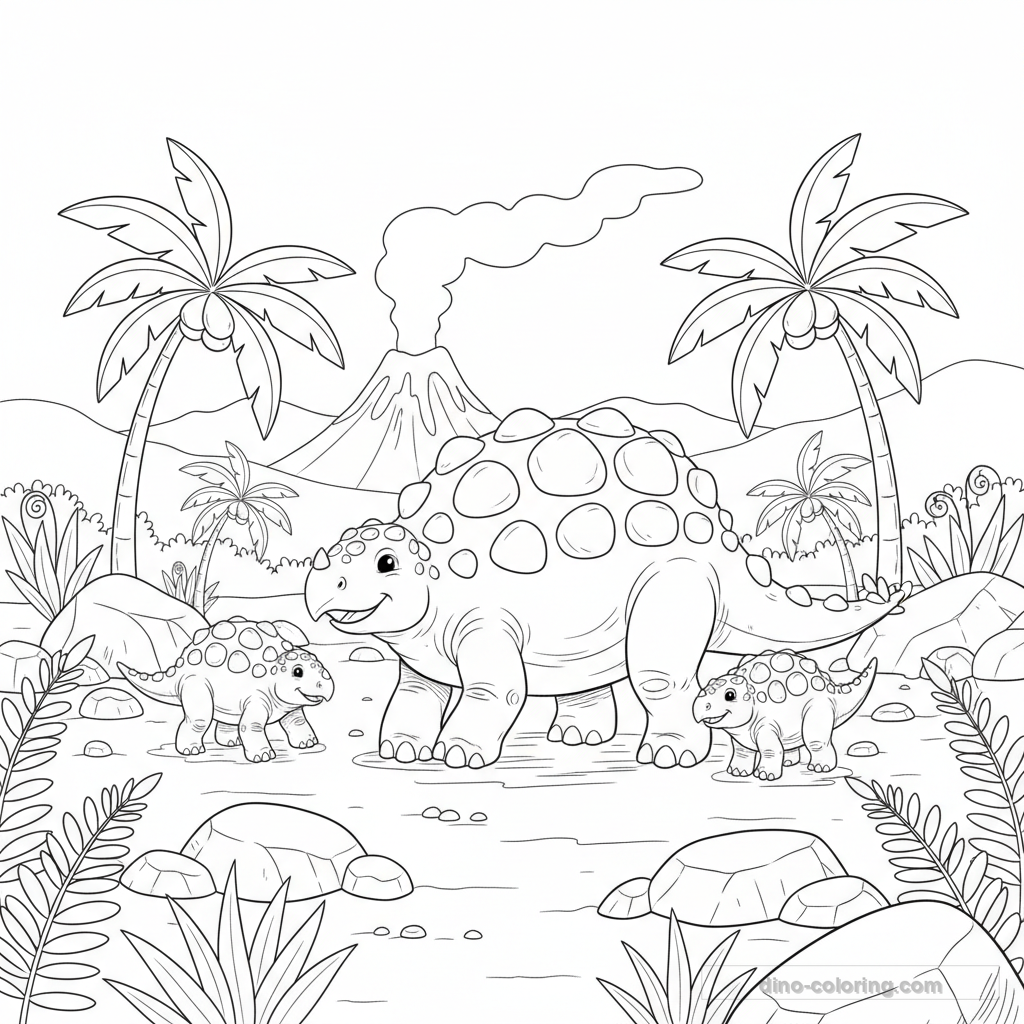 Dibujo Ankylosaurus Family para Colorear #6