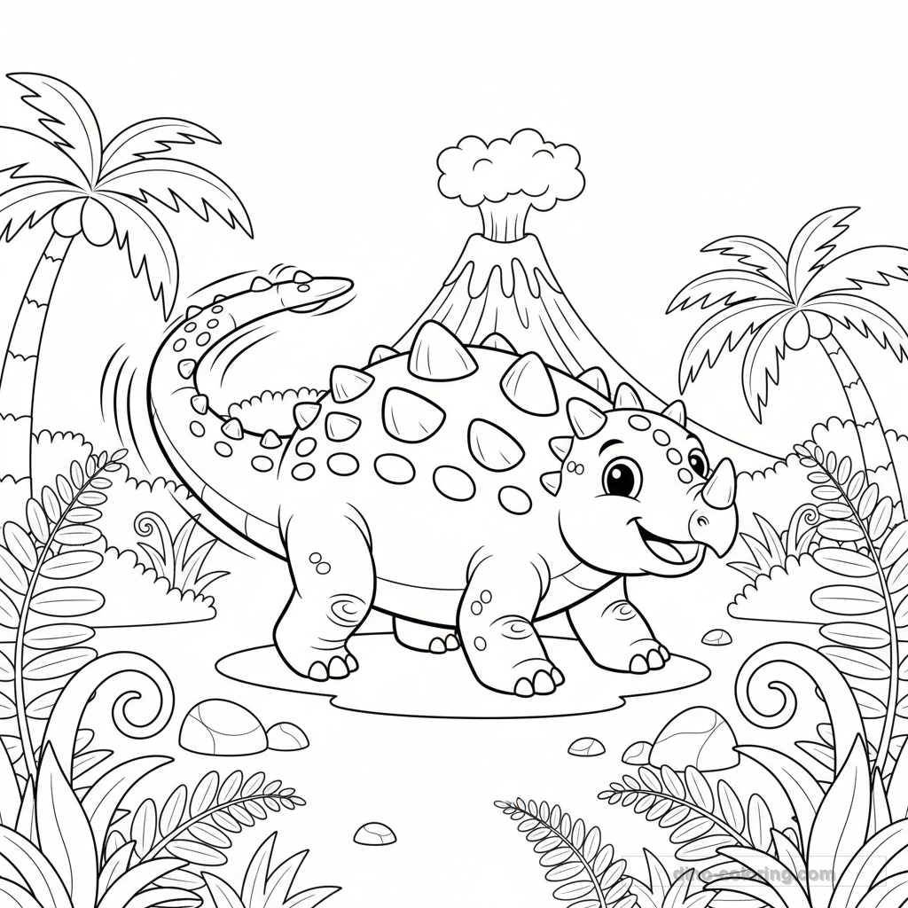 Desenho Club Tail Ankylosaurus para Colorir #12