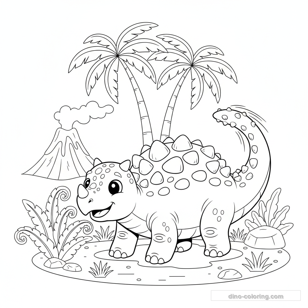 Desenho Club Tail Ankylosaurus para Colorir #10