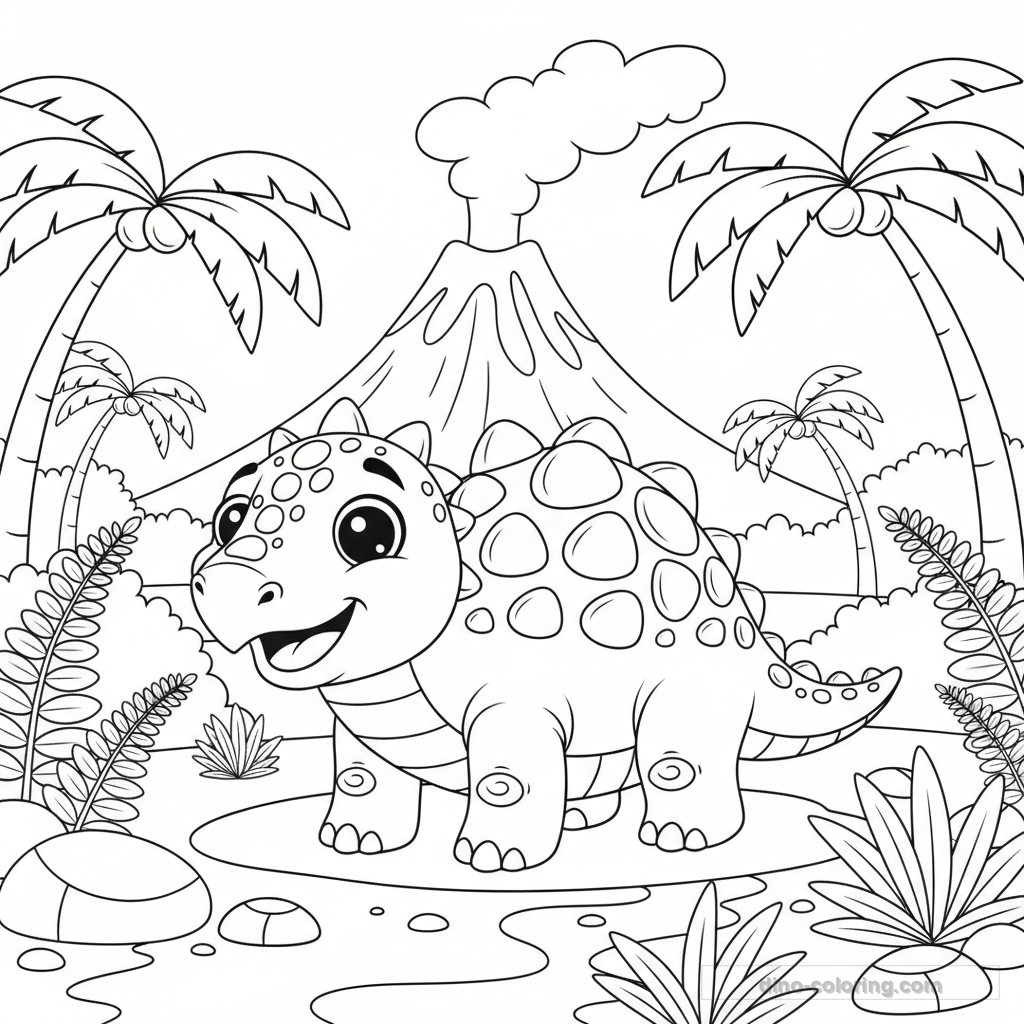Dibujo Friendly Ankylosaurus para Colorear #27