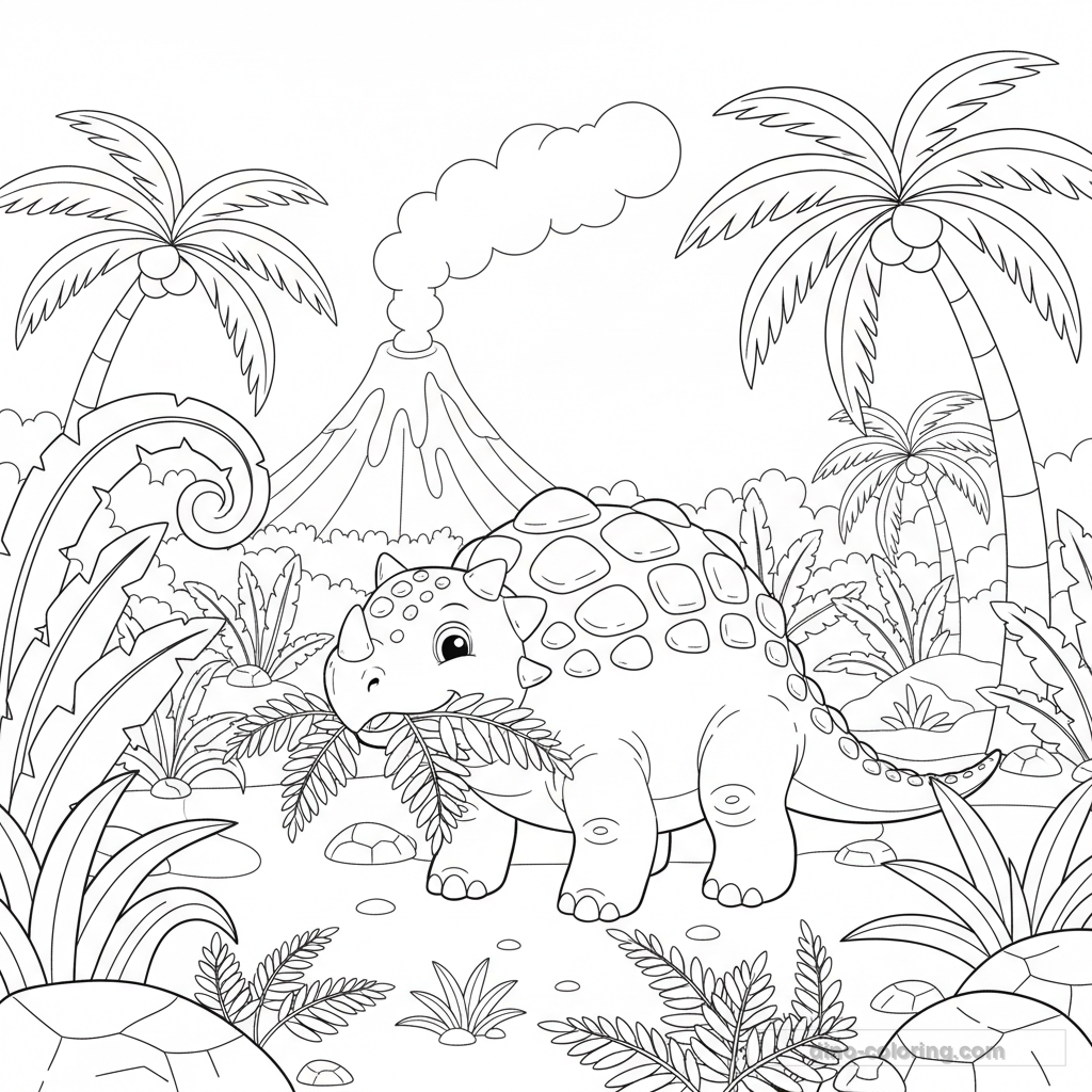 Disegno Eating Ankylosaurus da Colorare #12