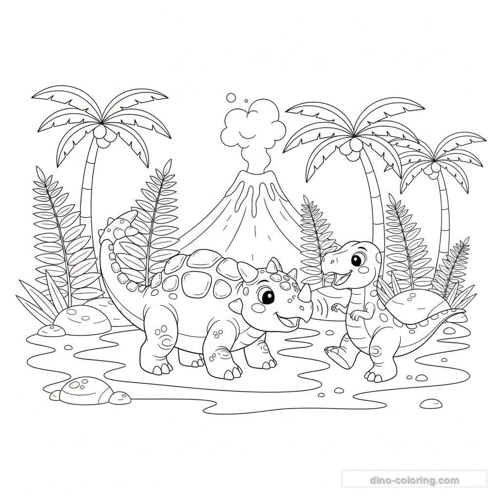 Desenho Defending Ankylosaurus para Colorir #13