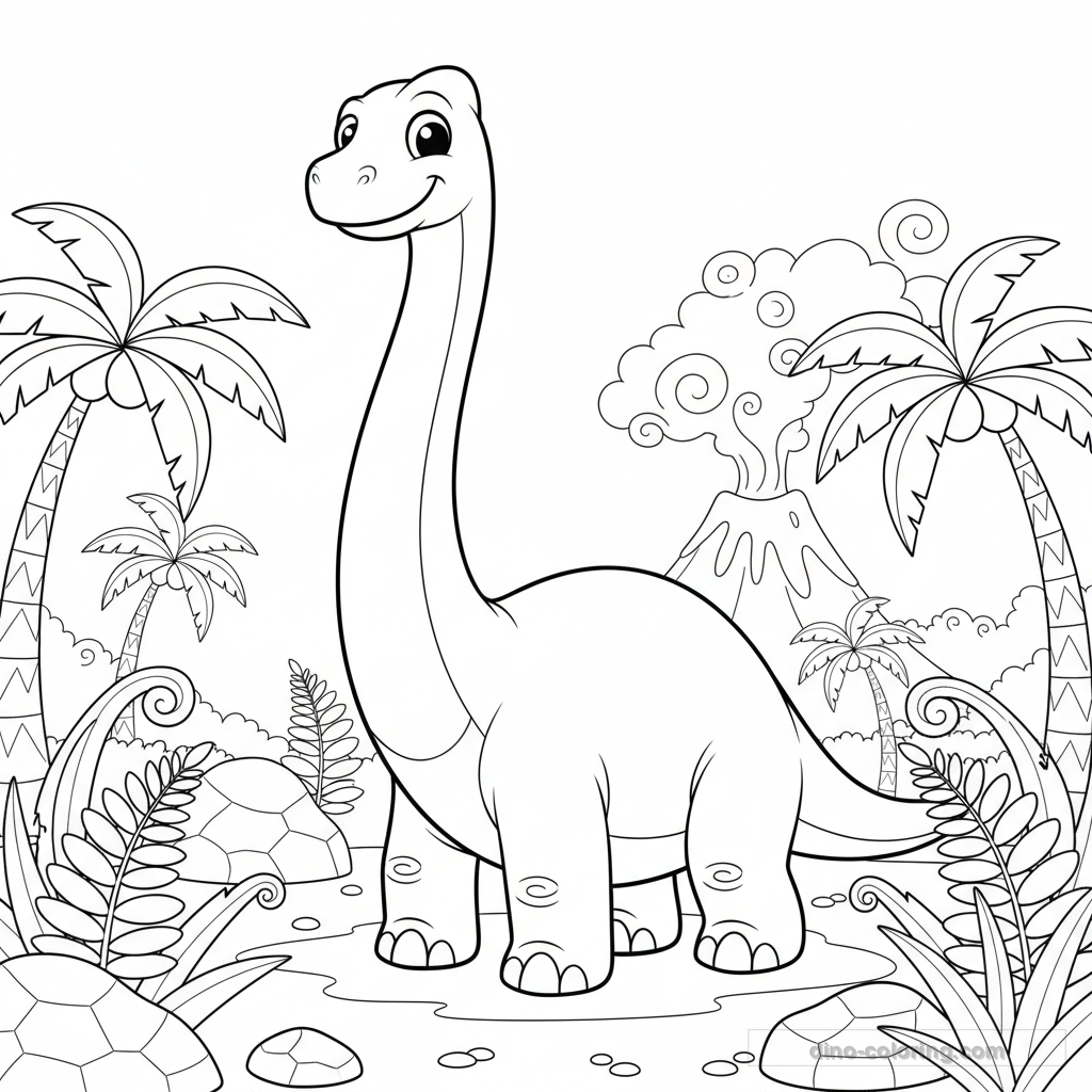 Dibujo Cute Brachiosaurus para Colorear #40