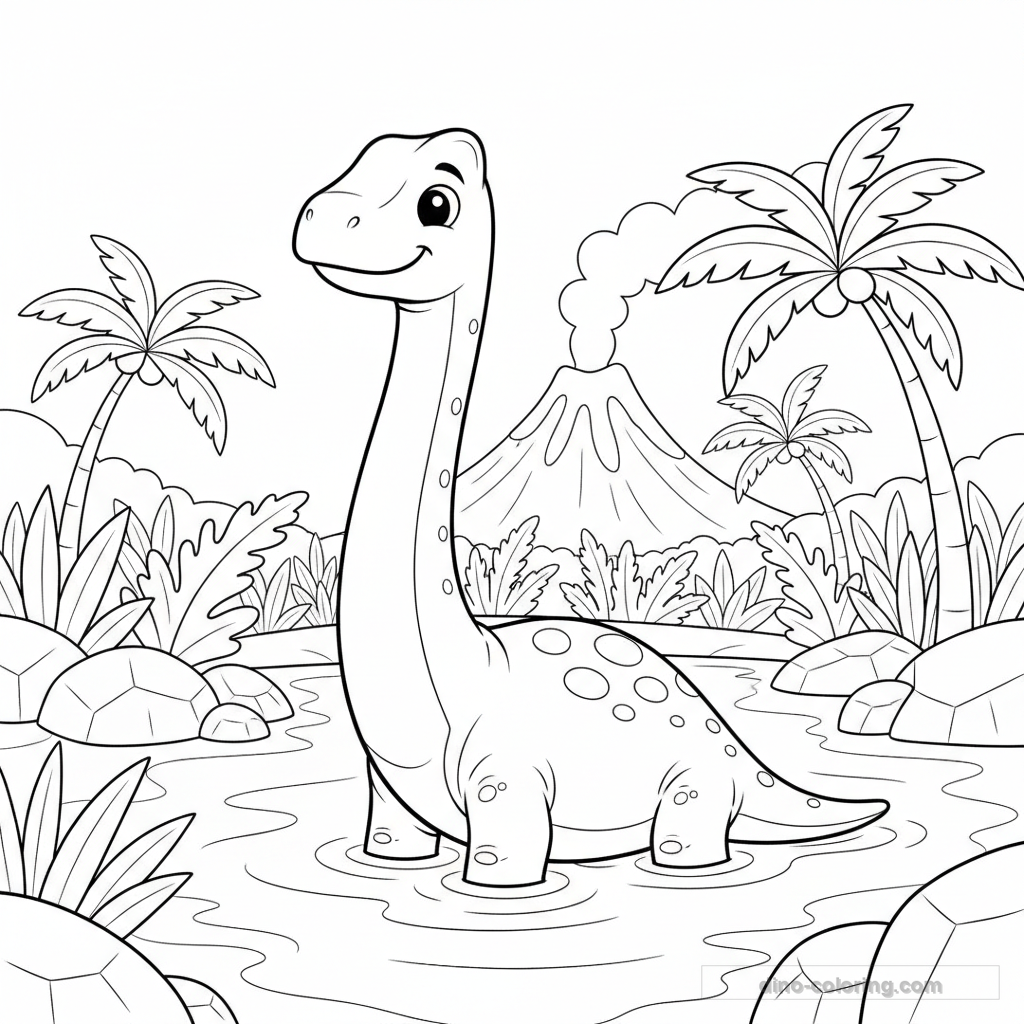 Brachiosaurus in Lake Ausmalbild #2