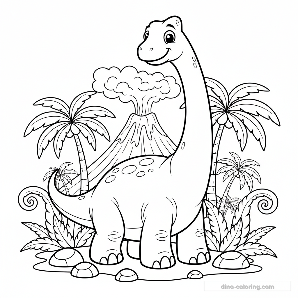 Desenho Cute Brachiosaurus para Colorir #10