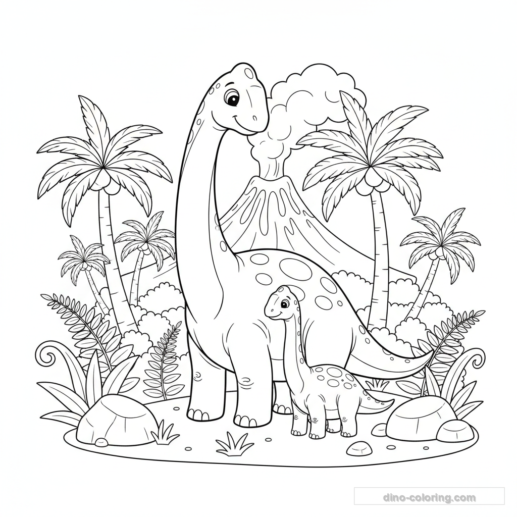 Desenho Brachiosaurus Family para Colorir #6