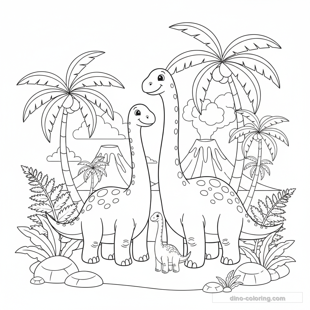 Disegno Brachiosaurus Family da Colorare #5