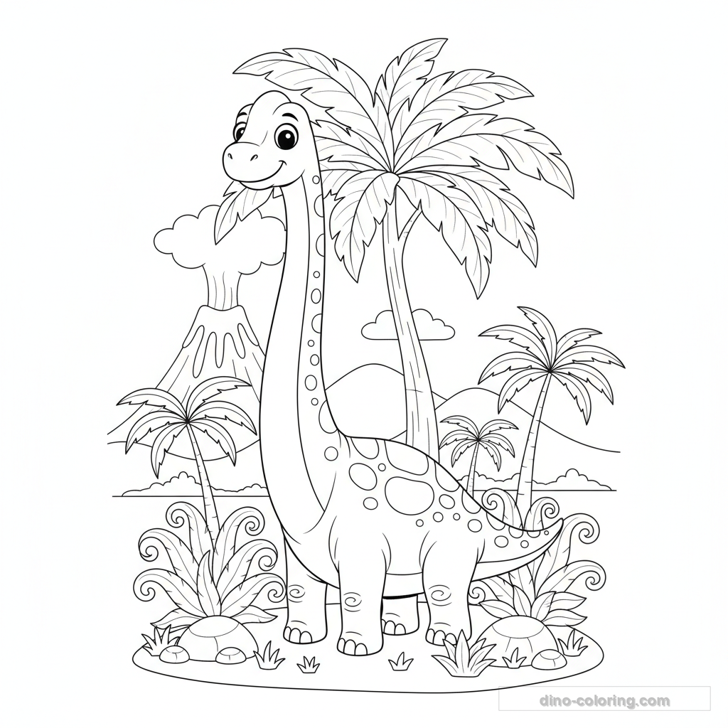 Disegno Eating Brachiosaurus da Colorare #9