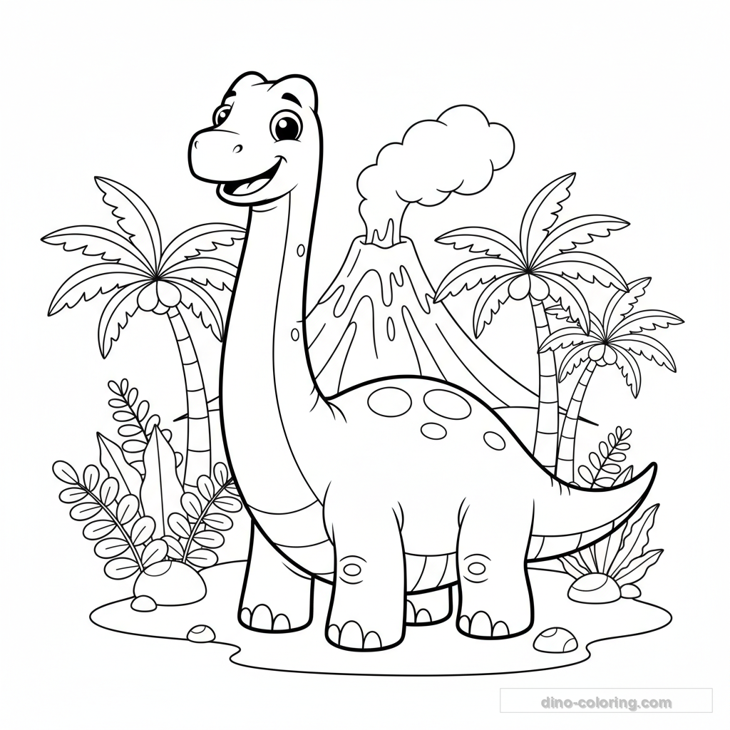 Desenho Cute Brachiosaurus para Colorir #4