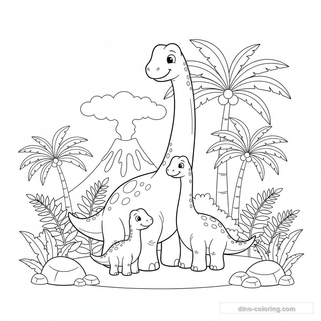 Disegno Brachiosaurus Family da Colorare #15