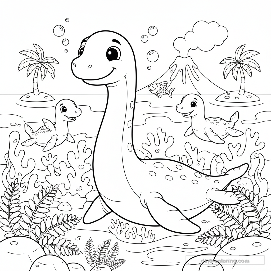 Desenho Sea Dinosaur Family para Colorir #10