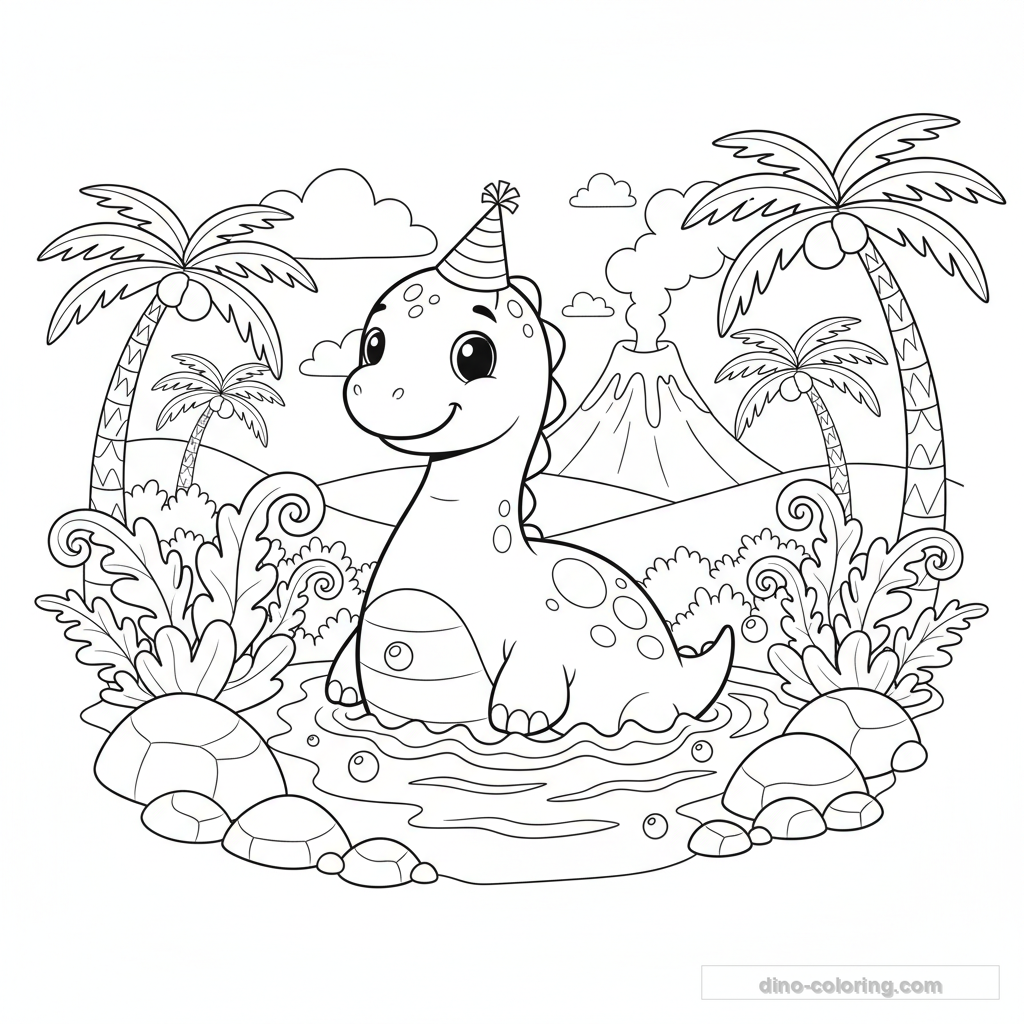 Desenho Cute Sea Dinosaur para Colorir #1