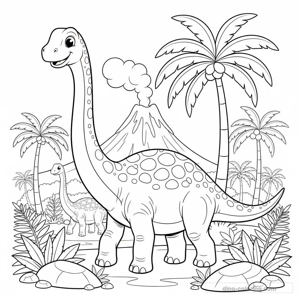Desenho Migrating Diplodocus para Colorir #9
