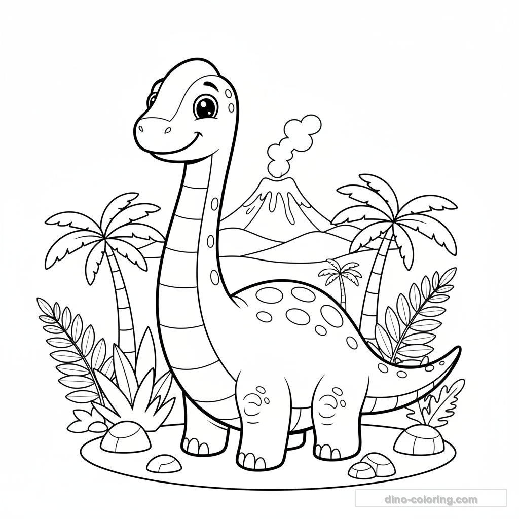 Desenho Cute Diplodocus para Colorir #16
