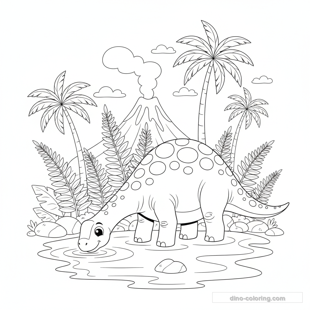 Desenho Diplodocus at Lake para Colorir #30