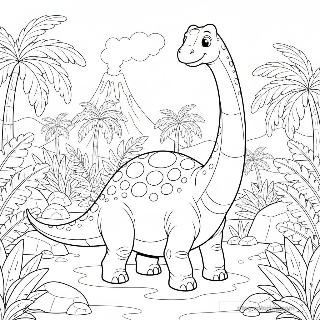 Desenho Giant Diplodocus para Colorir #1