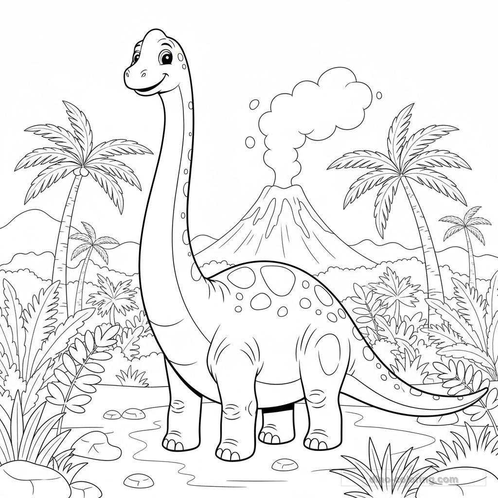 Desenho Giant Diplodocus para Colorir #12