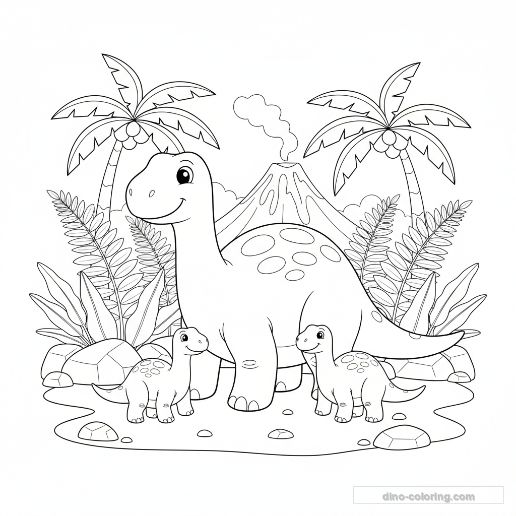 Disegno Iguanodon Family da Colorare #13