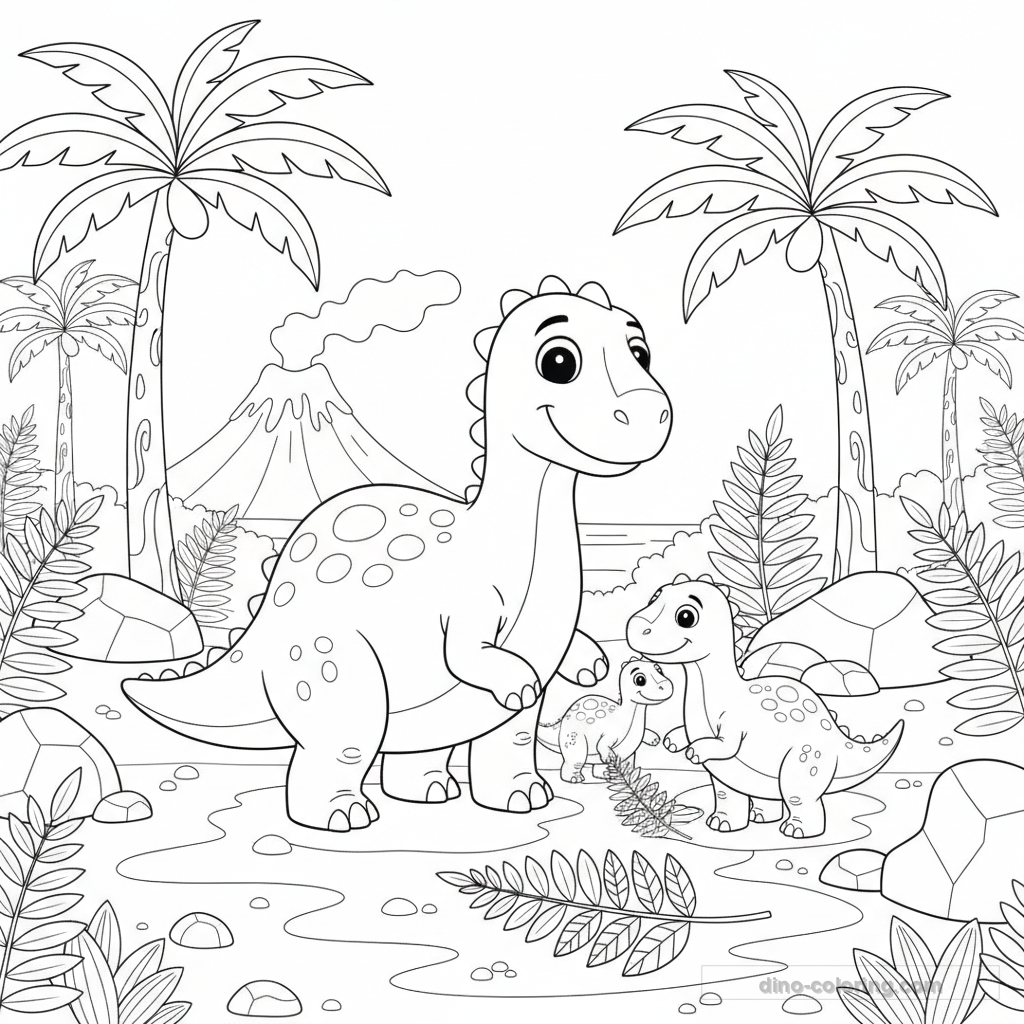 Desenho Iguanodon Family para Colorir #36