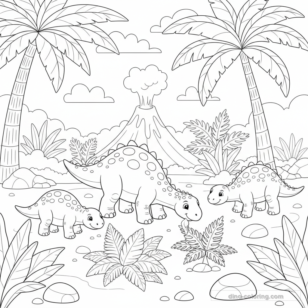 Dibujo Iguanodon Herd para Colorear #11