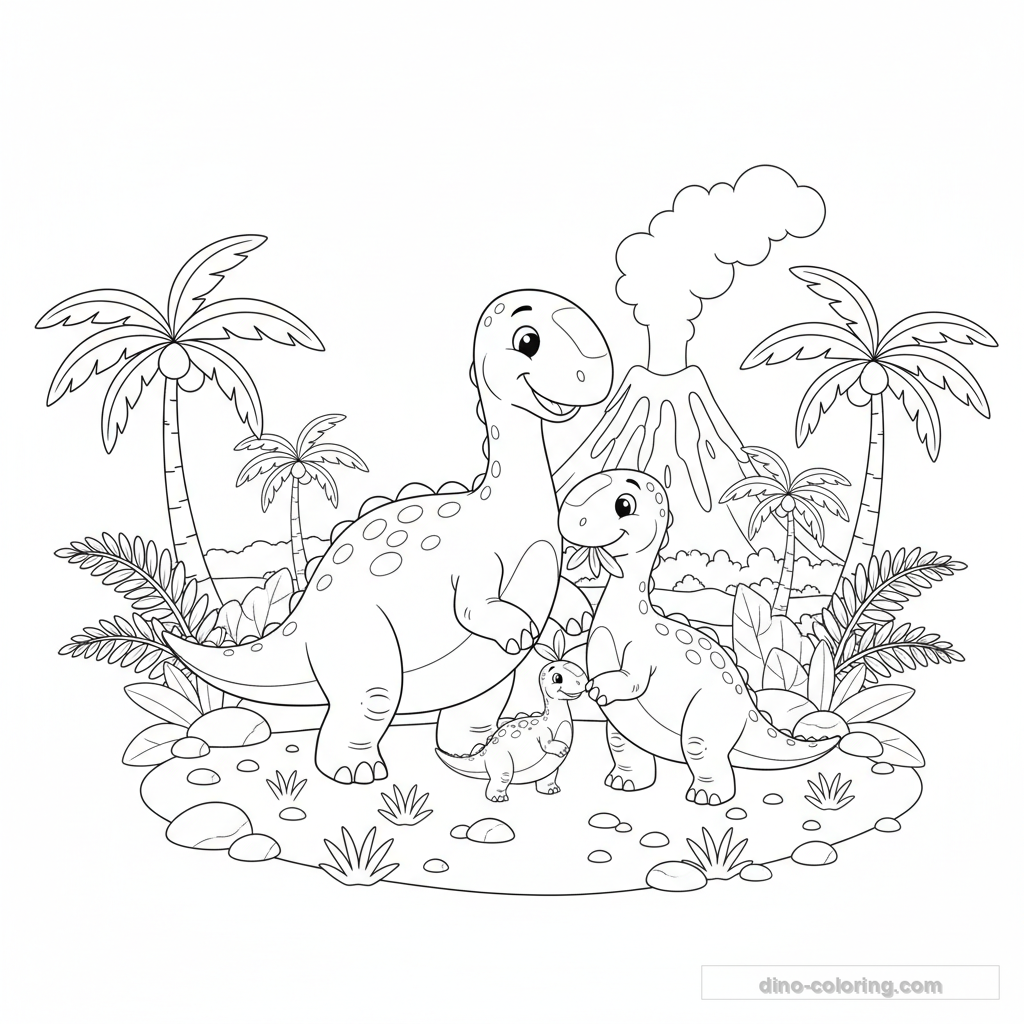 Disegno Iguanodon Family da Colorare #10