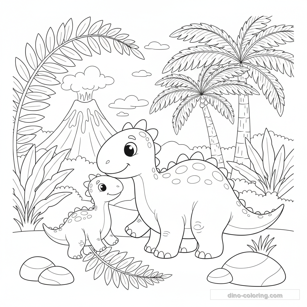 Desenho Iguanodon Family para Colorir #25
