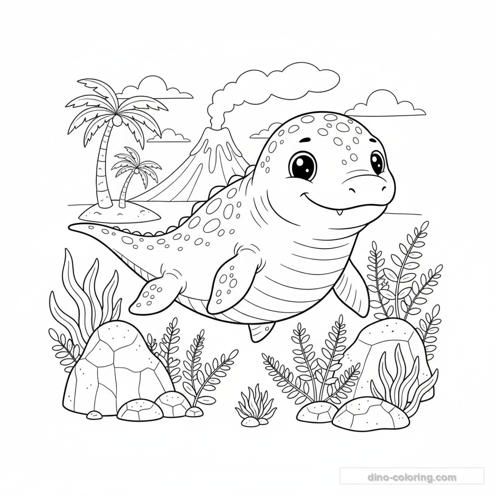 Baby Mosasaurus Ausmalbild #1