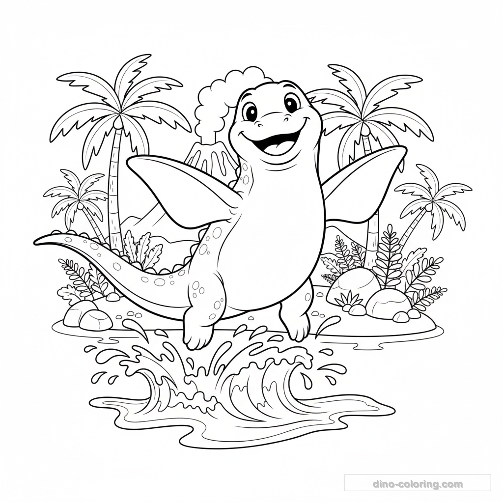 Jumping Mosasaurus Ausmalbild #2