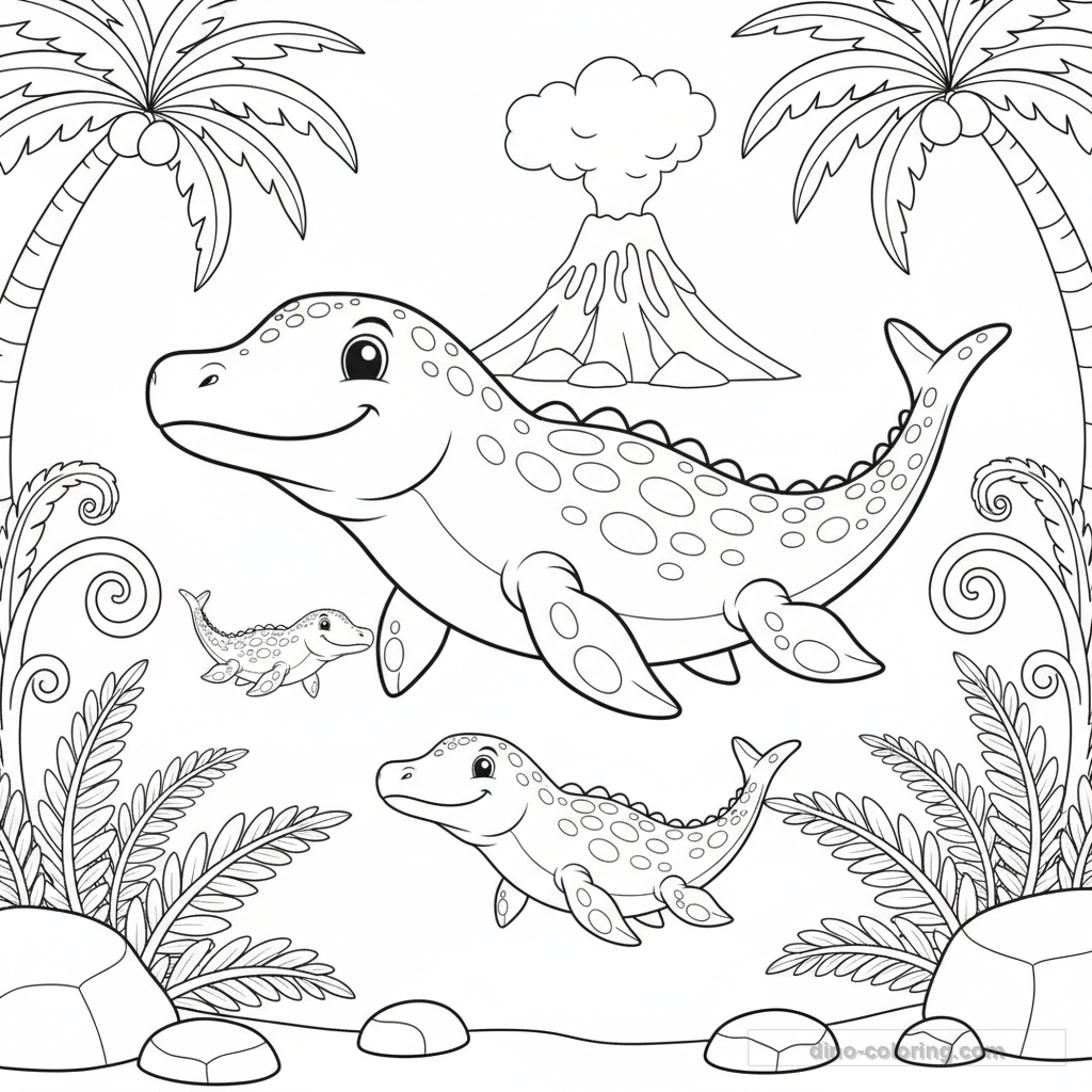 Mosasaurus Family Ausmalbild #8