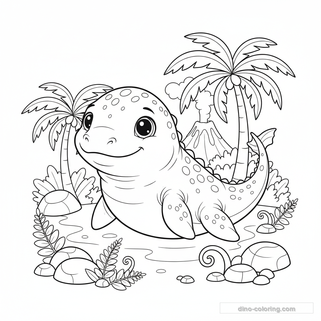 Disegno Baby Mosasaurus da Colorare #10