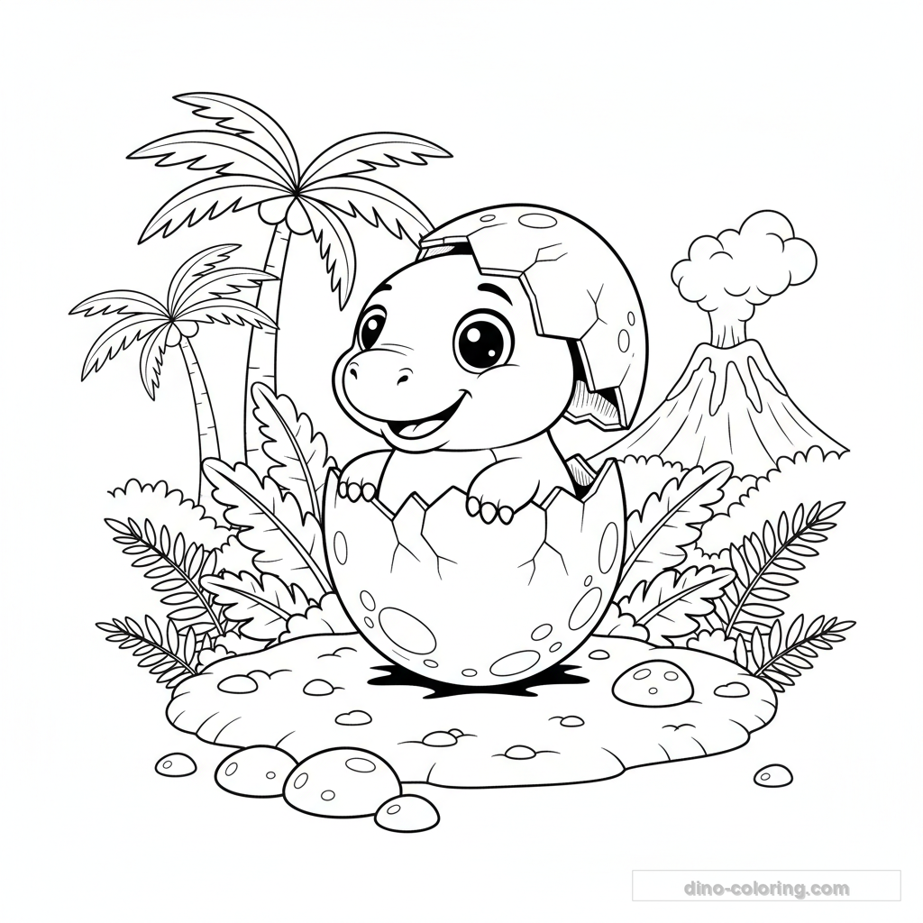 Disegno Hatching Dinosaur Egg da Colorare #4