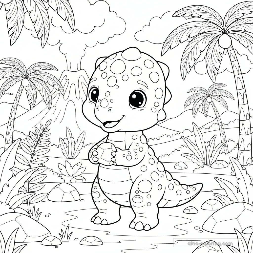 Disegno Baby Pachycephalosaurus da Colorare #17