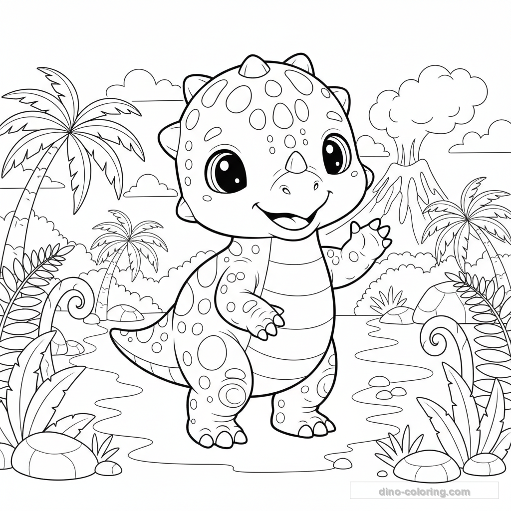 Desenho Baby Pachycephalosaurus para Colorir #39