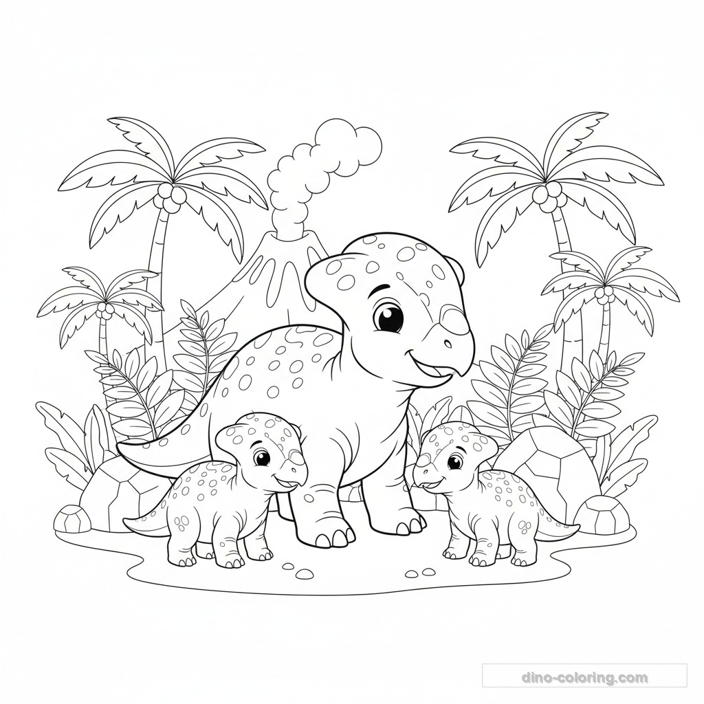 Desenho Pachycephalosaurus Family para Colorir #22