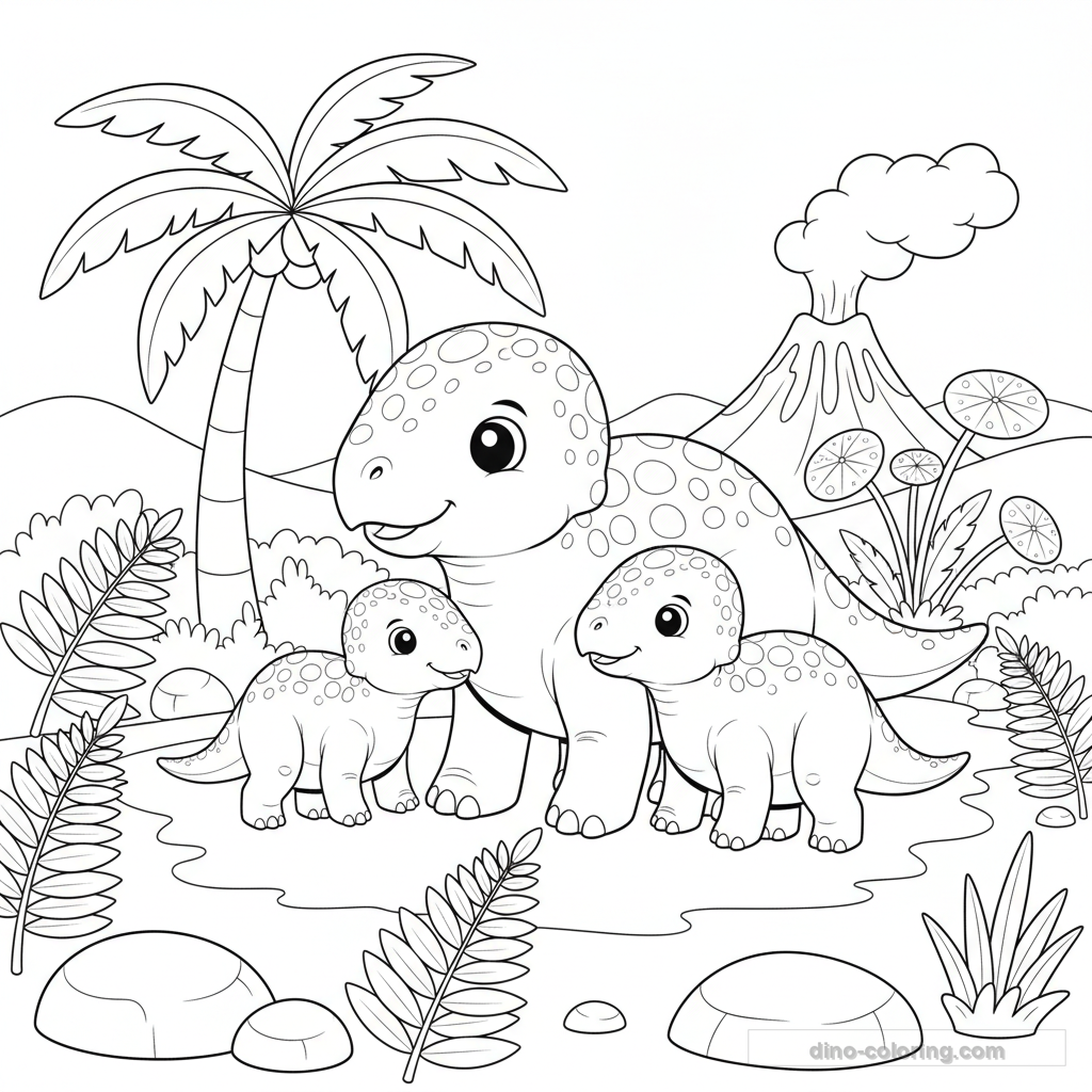 Pachycephalosaurus Family Ausmalbild #8