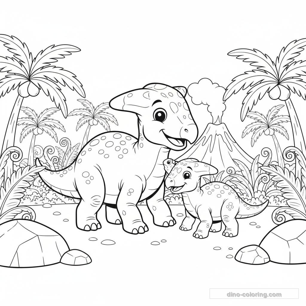 Disegno Pachycephalosaurus Family da Colorare #38