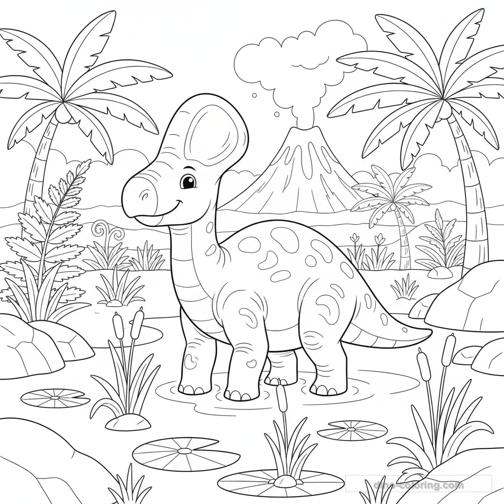 Desenho Swamp Parasaurolophus para Colorir #12