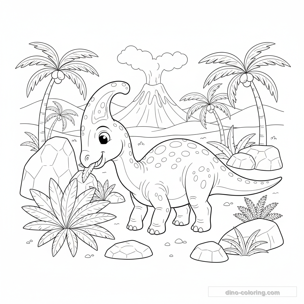 Disegno Eating Parasaurolophus da Colorare #10